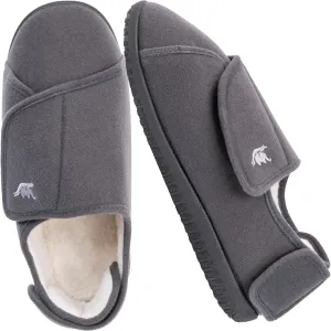Men's Memory Foam Diabetic Slippers with Adjustable Closure, Extra Wide Comfy Warm Plush Fleece Arthritis Edema Swollen Diabetic House Shoes Machine Washable with Anti Slip Sole