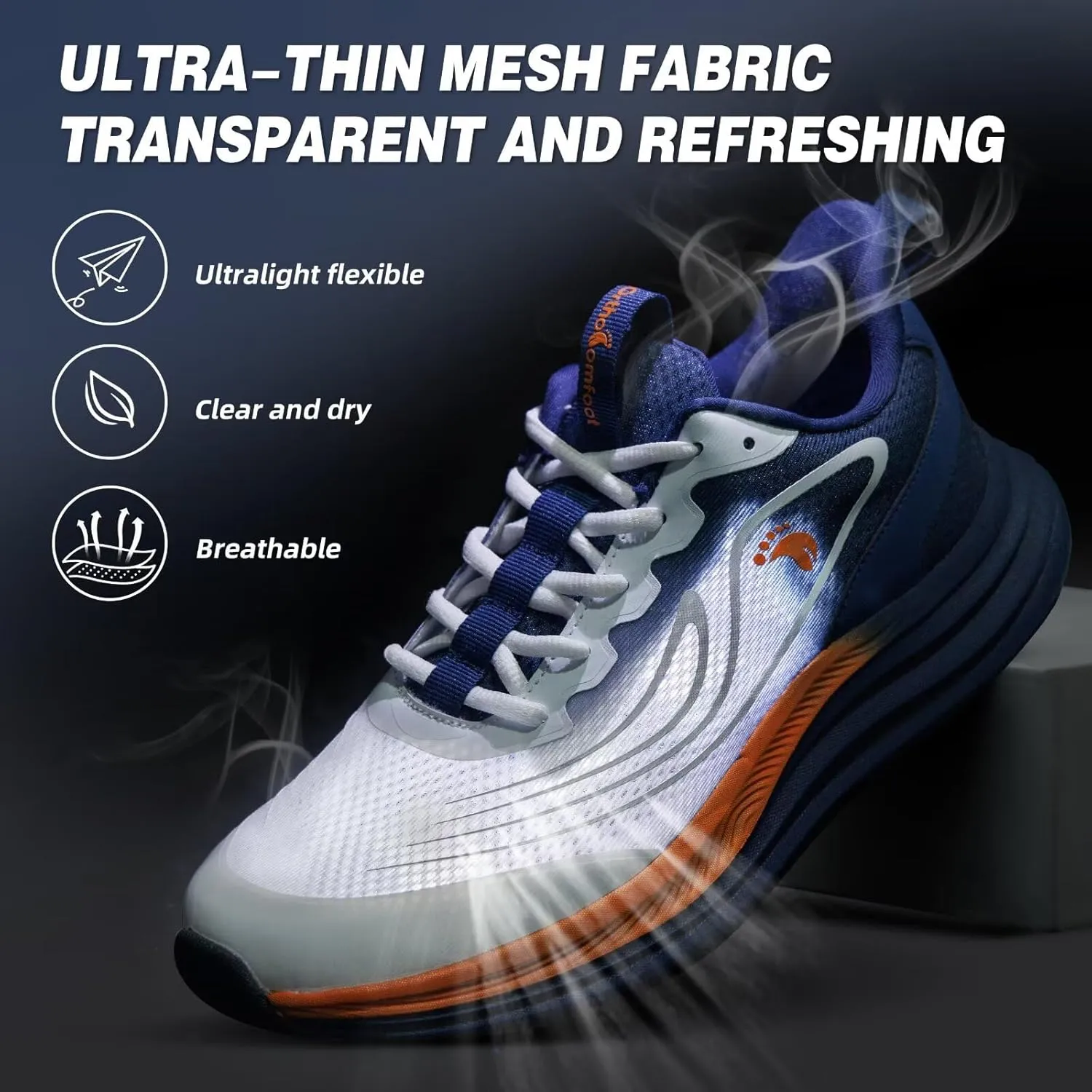 Men's Orthopedic Road Running Sneakers: Comfortable Casual Arch Supports Plantar Fasciitis Orthotic Sports Athletic Shoes, Flat Feet High Arch Tennis Work Walking Shoes for Foot Heel and Pain Relief