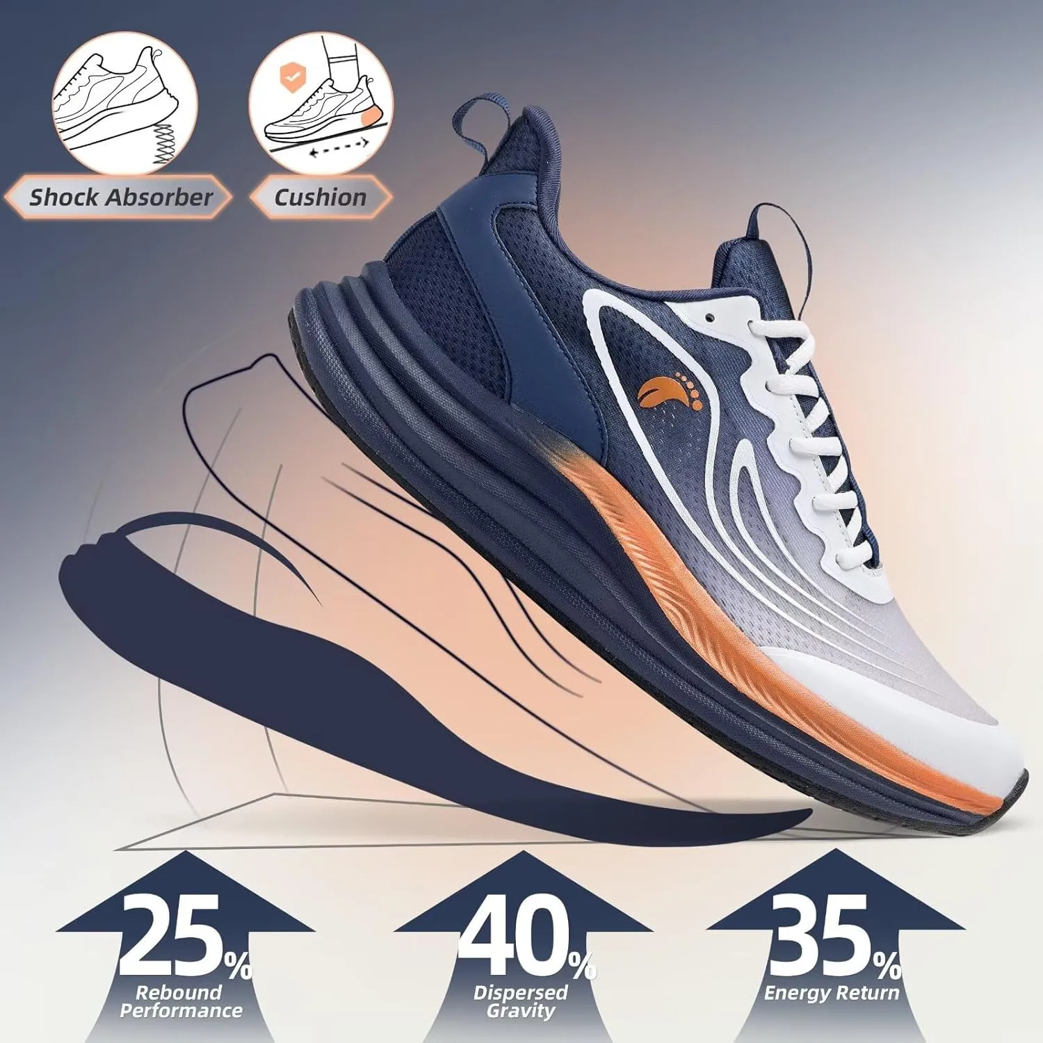 Men's Orthopedic Road Running Sneakers: Comfortable Casual Arch Supports Plantar Fasciitis Orthotic Sports Athletic Shoes, Flat Feet High Arch Tennis Work Walking Shoes for Foot Heel and Pain Relief