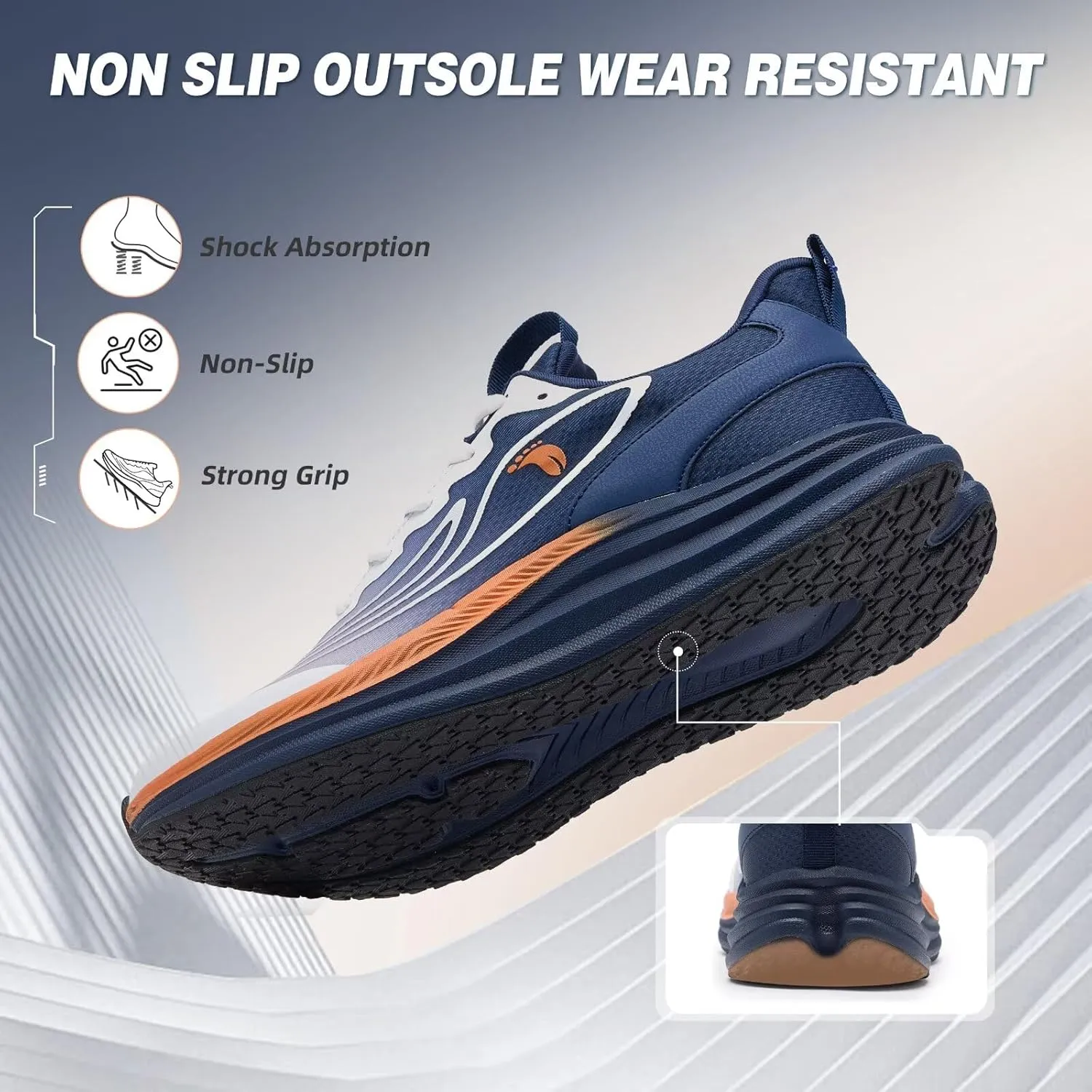 Men's Orthopedic Road Running Sneakers: Comfortable Casual Arch Supports Plantar Fasciitis Orthotic Sports Athletic Shoes, Flat Feet High Arch Tennis Work Walking Shoes for Foot Heel and Pain Relief