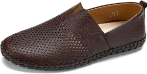 Men's Retro Hand-Stitched Leather Soft-Soled Loafers Fashion Casual Comfortable Soft Non-Slip Walking Shoes