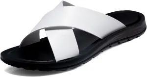 Men's Sandals Cross Slides Soft Cushion Footbed Comfort Athletic Slippers Indoor and Outdoor Beach Sandals Quick-Dry