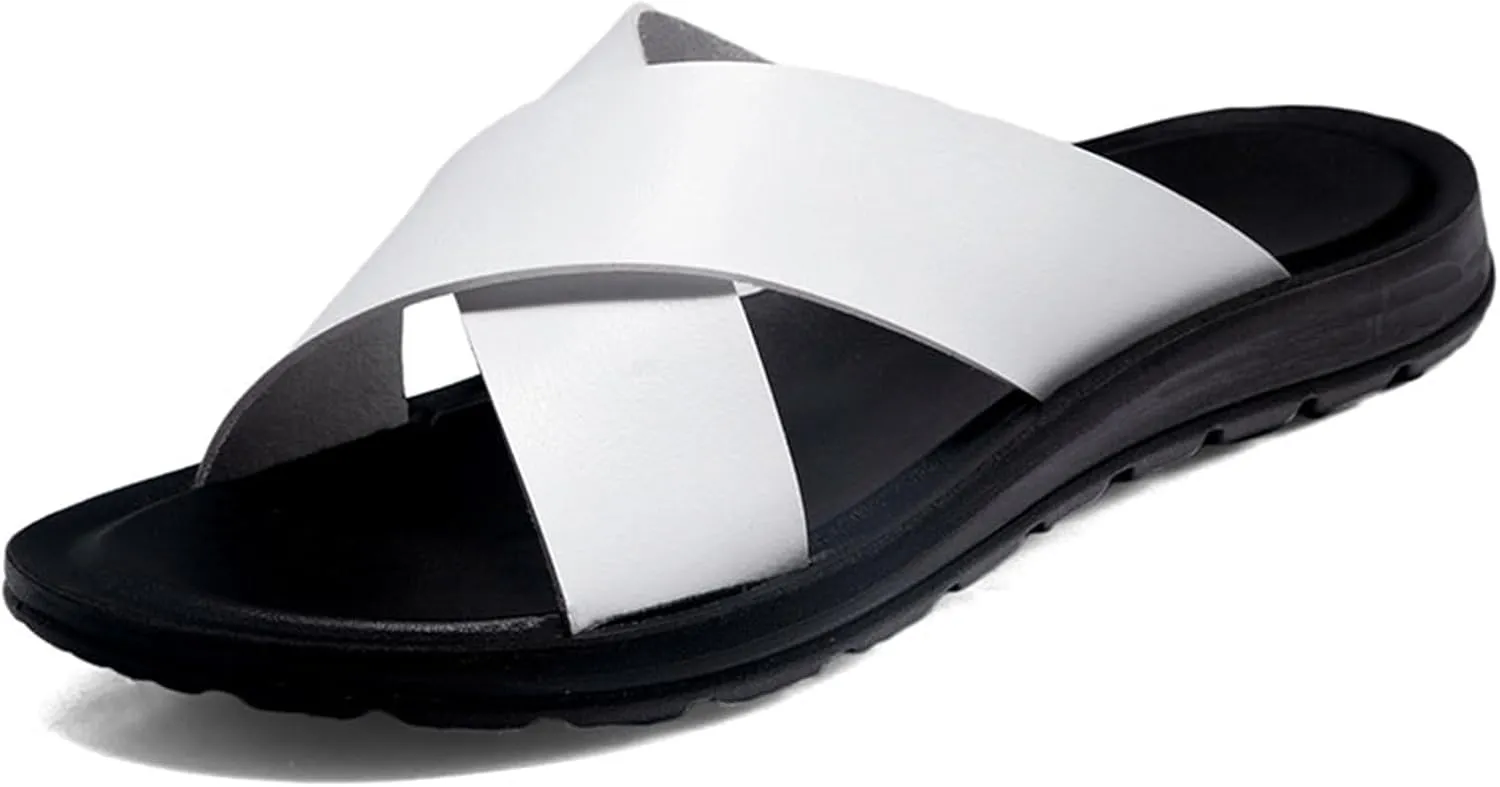 Men's Sandals Cross Slides Soft Cushion Footbed Comfort Athletic Slippers Indoor and Outdoor Beach Sandals Quick-Dry