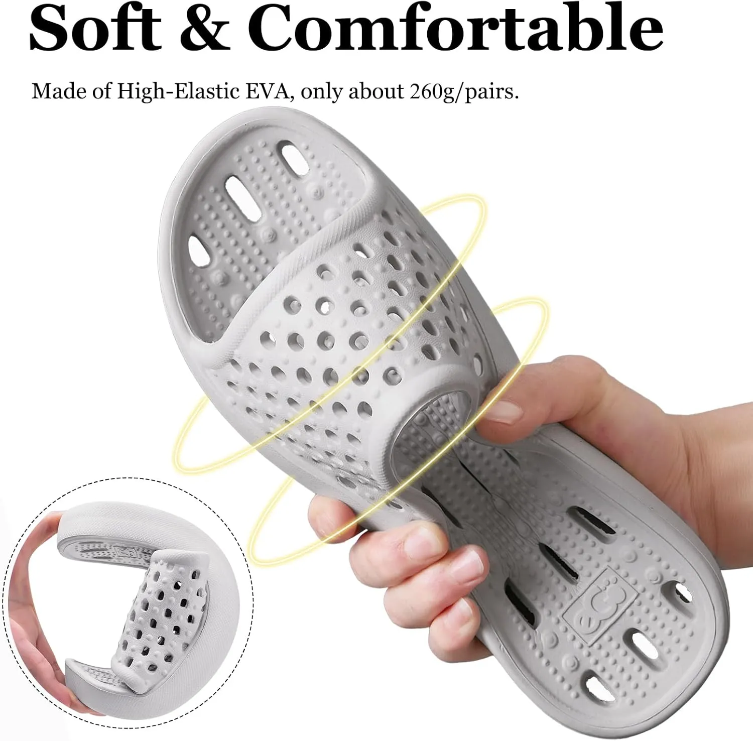 Mens Shower Shoes With Holes Dry Quickly Bath Slippers Womens Non Slip Indoor Home Bedroom Pool Spa Guest College Dorm