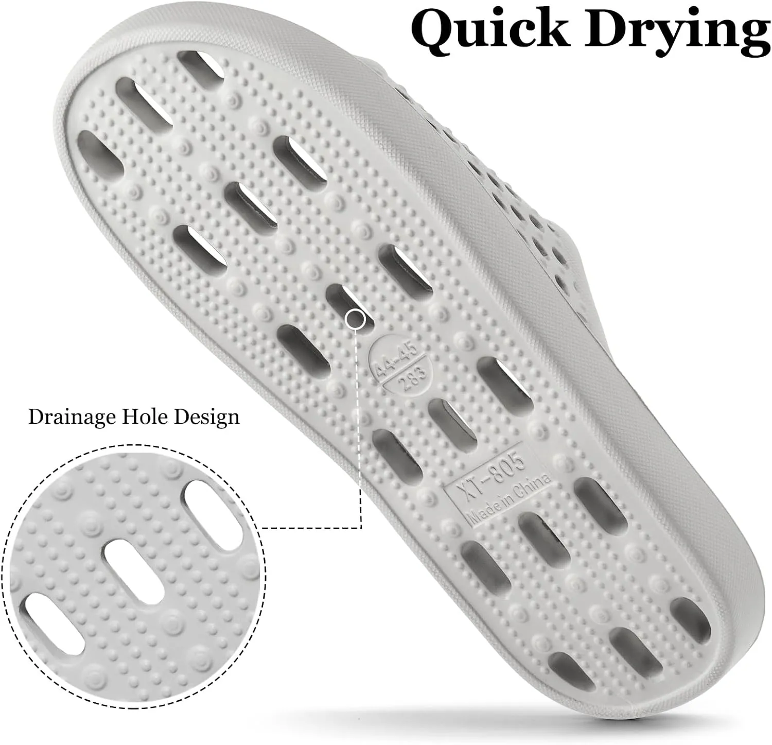 Mens Shower Shoes With Holes Dry Quickly Bath Slippers Womens Non Slip Indoor Home Bedroom Pool Spa Guest College Dorm