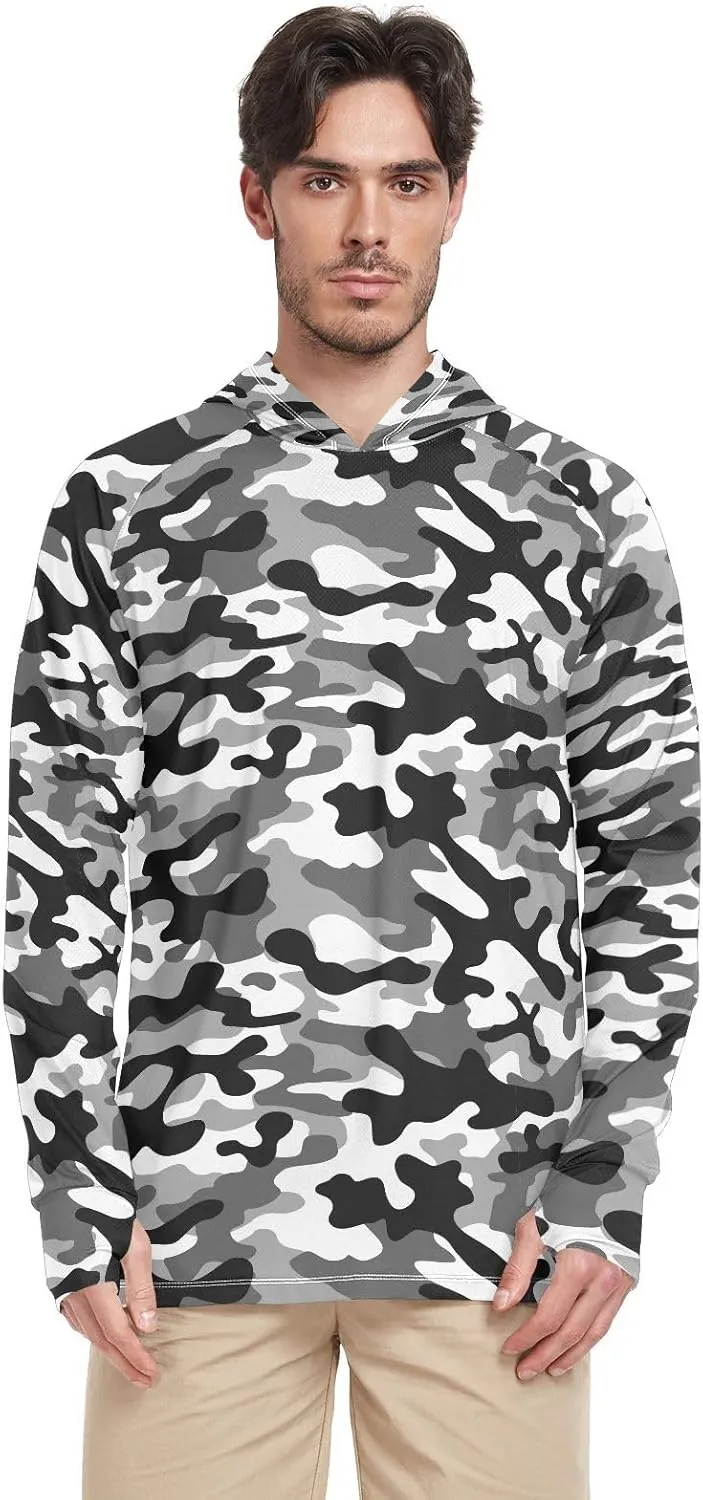 Men's Sun Protection Hoodie Long Sleeve Camo Mens Sun Shirts UPF 50  Beach Hoodies UV Rashguard for Men