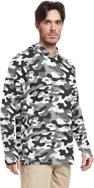 Men's Sun Protection Hoodie Long Sleeve Camo Mens Sun Shirts UPF 50  Beach Hoodies UV Rashguard for Men