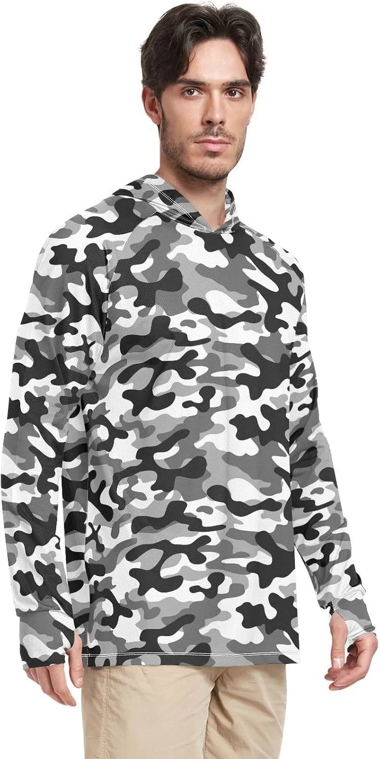 Men's Sun Protection Hoodie Long Sleeve Camo Mens Sun Shirts UPF 50  Beach Hoodies UV Rashguard for Men