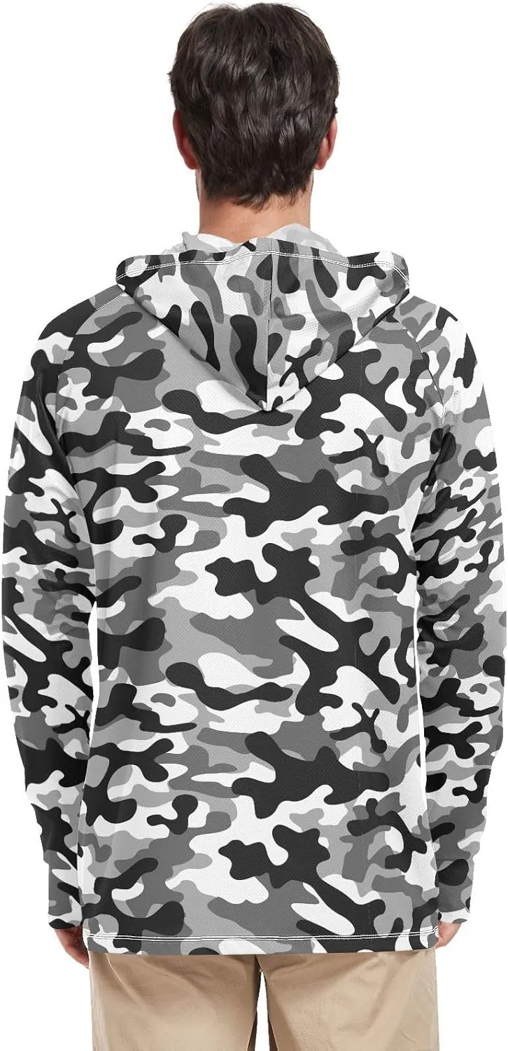 Men's Sun Protection Hoodie Long Sleeve Camo Mens Sun Shirts UPF 50  Beach Hoodies UV Rashguard for Men