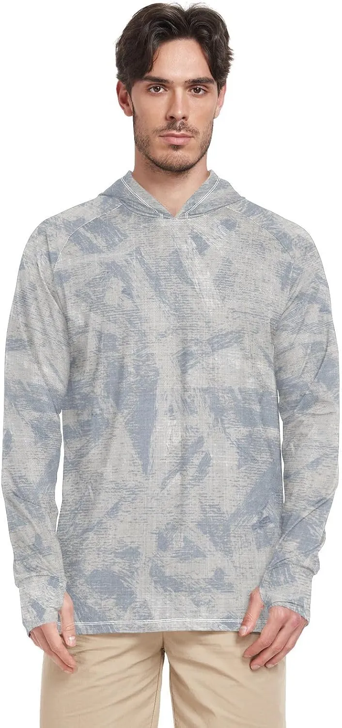 Mens Sun Protection Hoodie Long Sleeve French Farmhouse Fishing Shirt UPF 50  Sun Hoodies Rash Guard Men