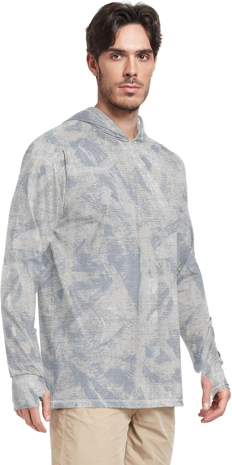 Mens Sun Protection Hoodie Long Sleeve French Farmhouse Fishing Shirt UPF 50  Sun Hoodies Rash Guard Men
