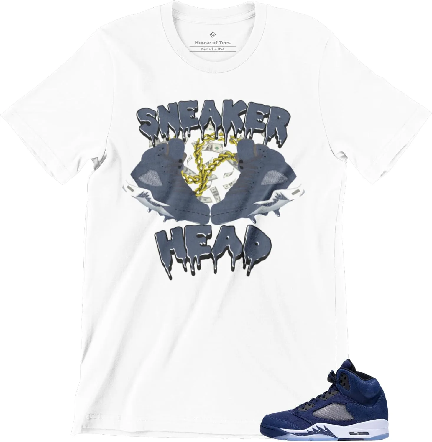 Men's T Shirt to Match Jordan 5 Midnight Navy, Graphic Urban Streetwear Tee