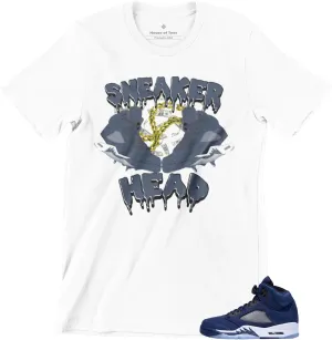 Men's T Shirt to Match Jordan 5 Midnight Navy, Graphic Urban Streetwear Tee