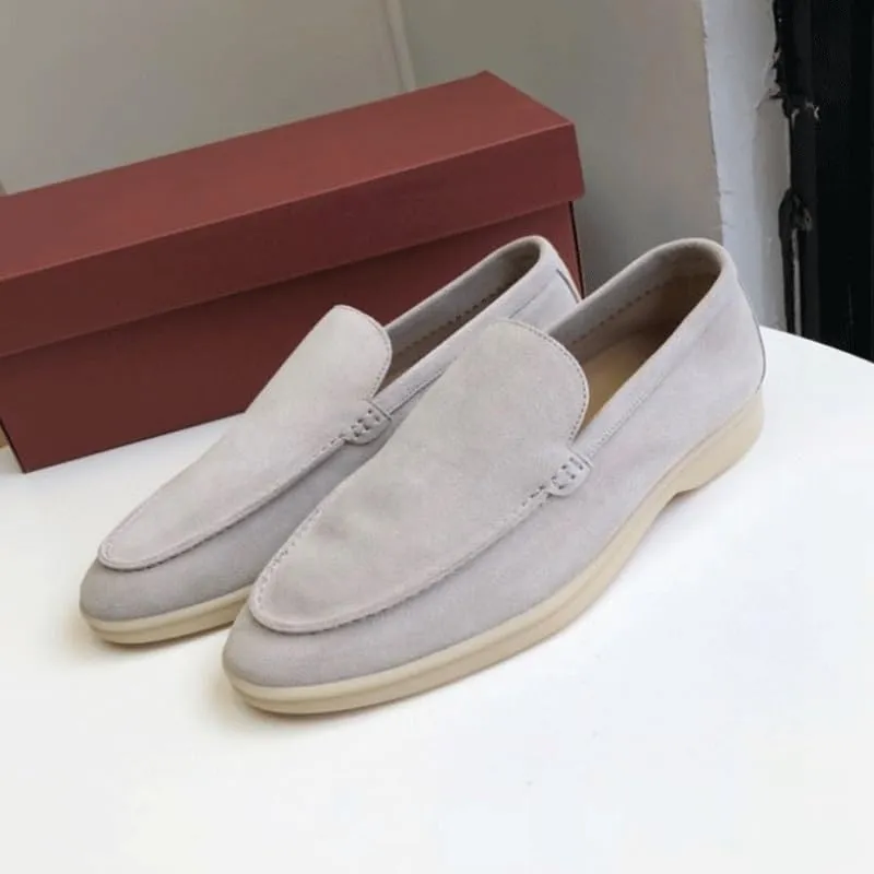 Men's Trendy Solid Slip On Loafer Shoes Slip-Ons Round Toe Low Top Non-Slip Casual Dress Shoes