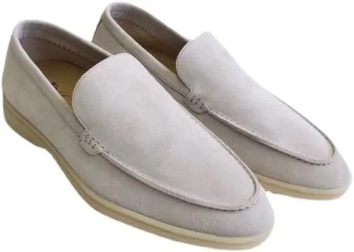 Men's Trendy Solid Slip On Loafer Shoes Slip-Ons Round Toe Low Top Non-Slip Casual Dress Shoes