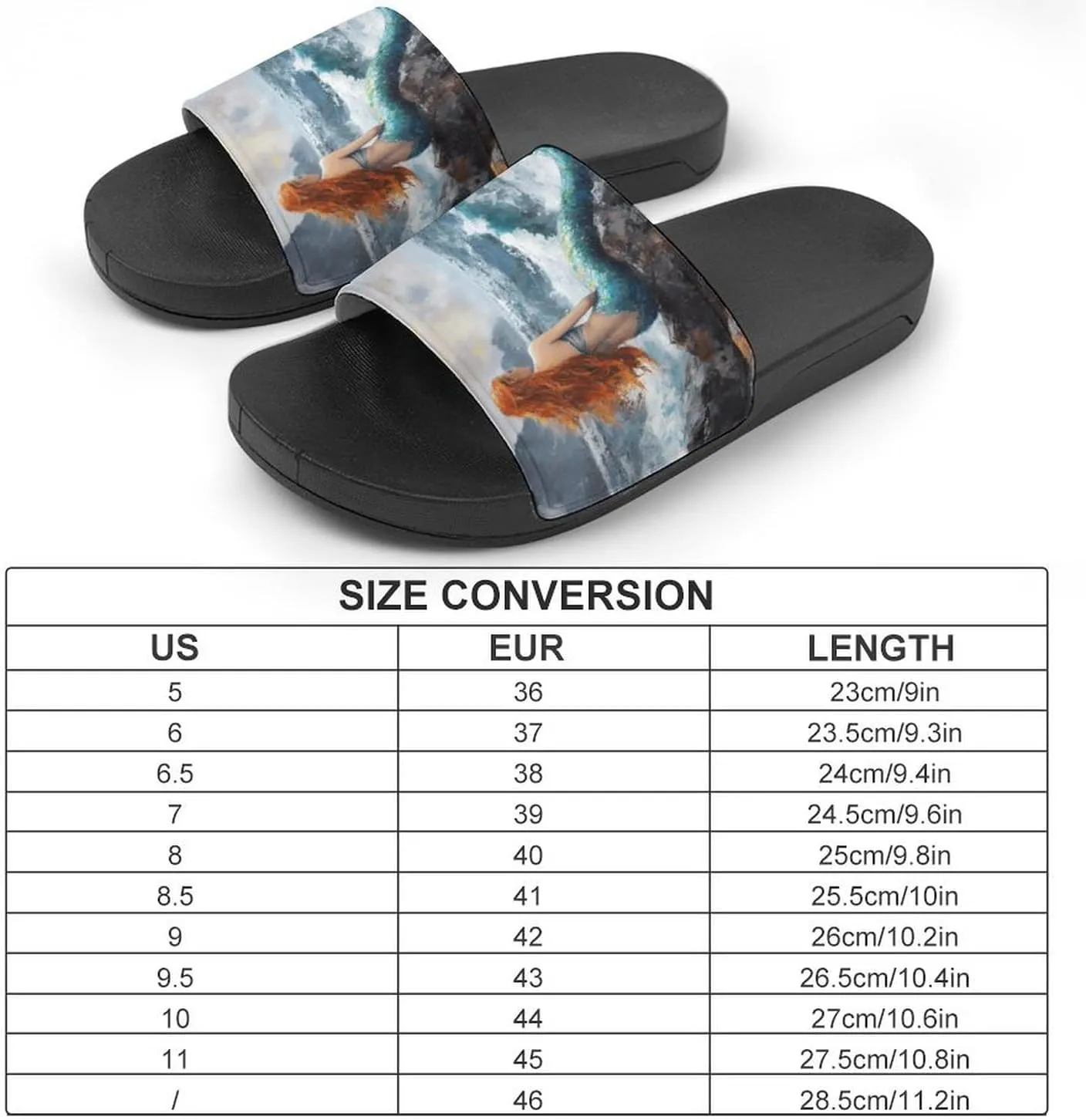 Mermaid Storm Sea Rocks Shower Sandals Home Slippers Non-Slip Quick Drying Beach Bathroom Slipper