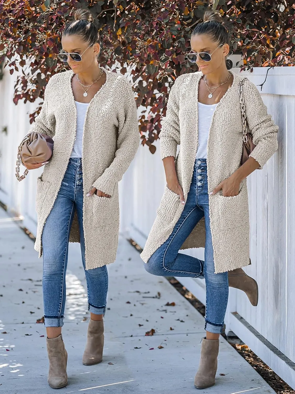 MEROKEETY Women's Long Sleeve Soft Chunky Knit Sweater Open Front Cardigans Outwear Coat
