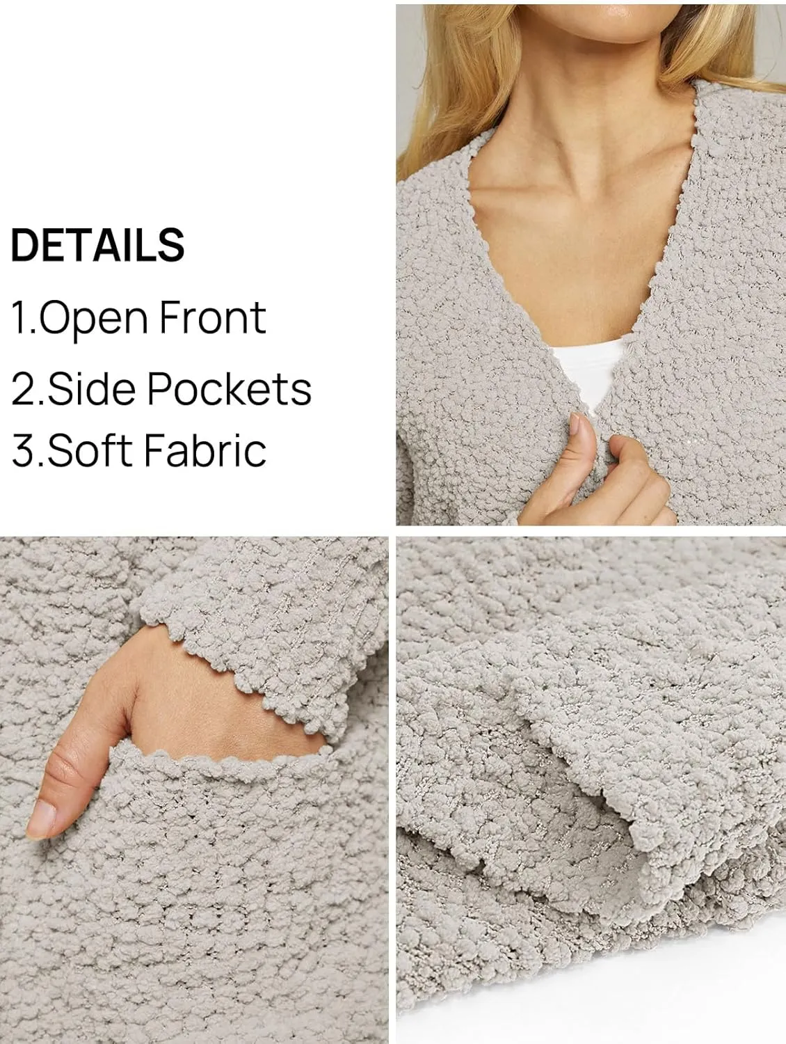 MEROKEETY Women's Long Sleeve Soft Chunky Knit Sweater Open Front Cardigans Outwear Coat