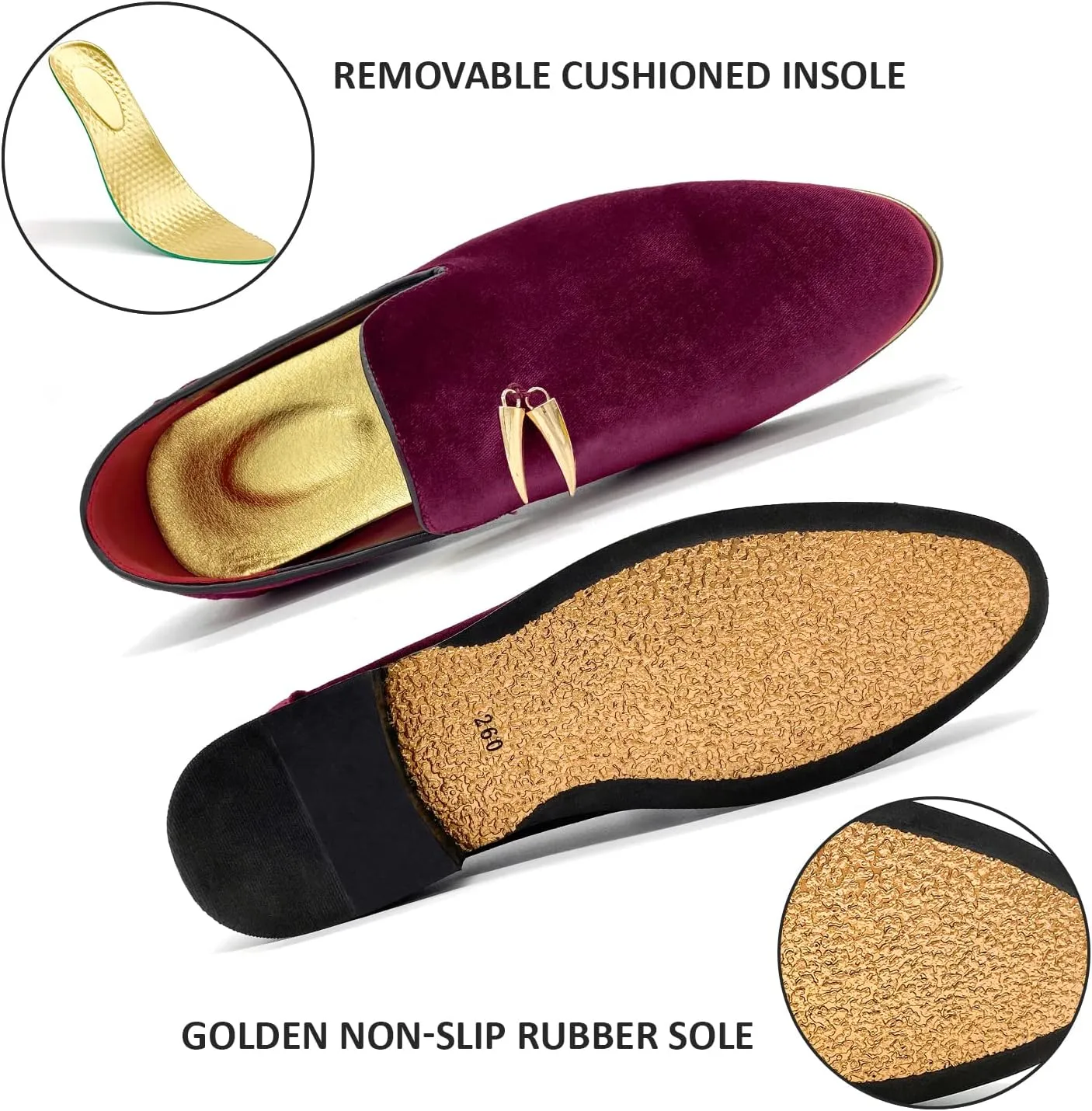 MHB Men's Multiple Colors Velvet Loafer Slip-on Tuxedo Dress Shoes Glitter Suede Smoking Slipper