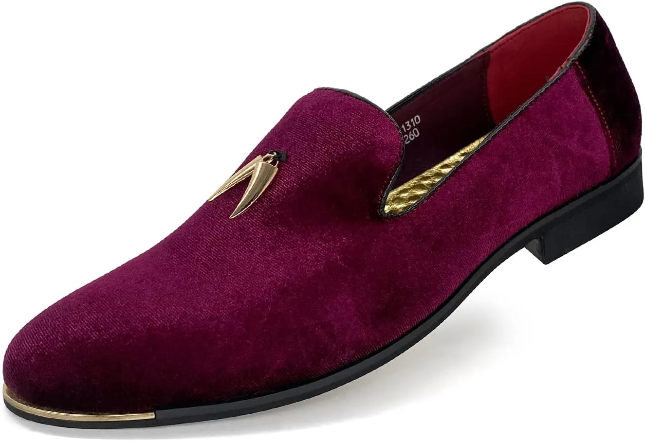 MHB Men's Multiple Colors Velvet Loafer Slip-on Tuxedo Dress Shoes Glitter Suede Smoking Slipper
