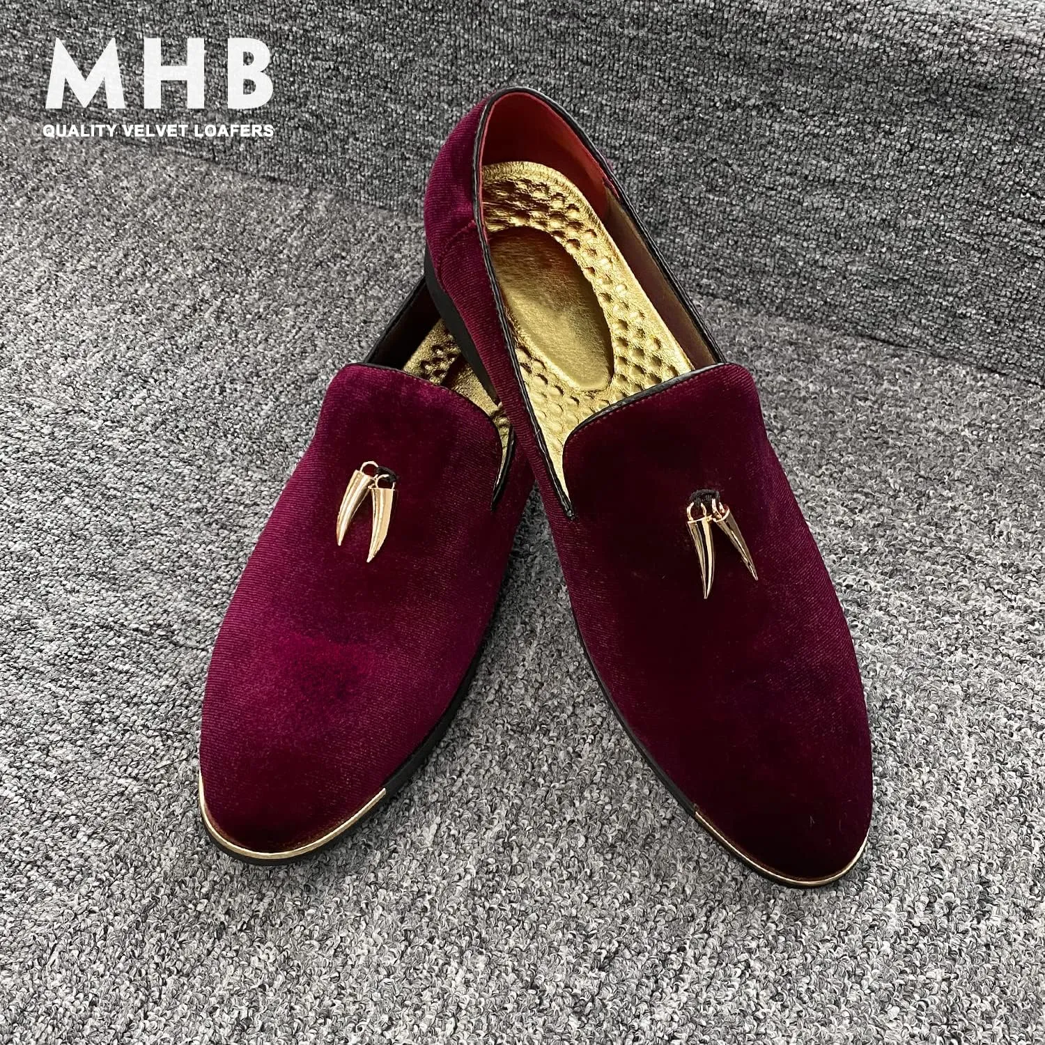 MHB Men's Multiple Colors Velvet Loafer Slip-on Tuxedo Dress Shoes Glitter Suede Smoking Slipper