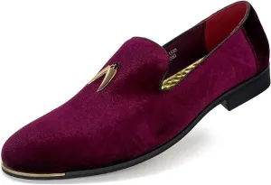 MHB Men's Multiple Colors Velvet Loafer Slip-on Tuxedo Dress Shoes Glitter Suede Smoking Slipper