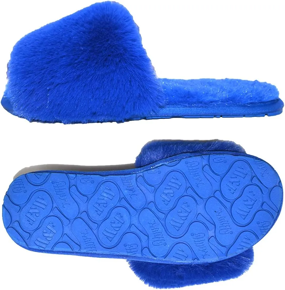 Millffy Women Fluffy Ladies Slippers Faux Wool Fuzzy Slippers Chic Luxurious Open Toed Soft Fur Slippers