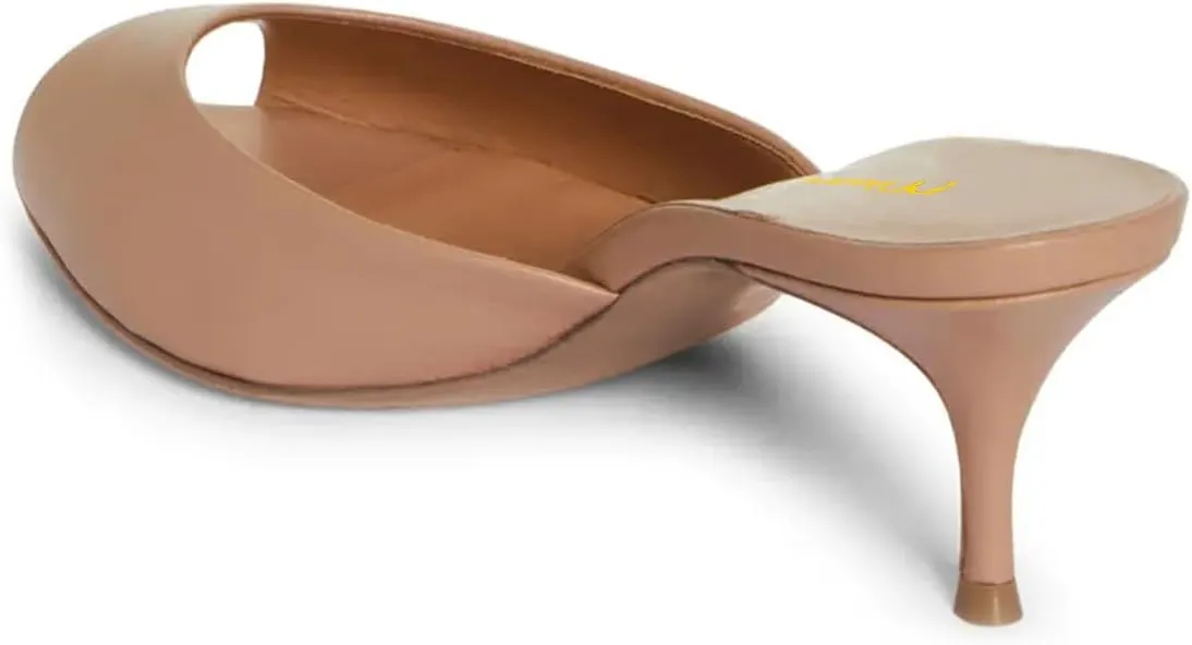 Milooey shoes Women's Kitten Low Heels Peep Toe Heeled Slide Sandals Elegant Slip On Mules Backless Slipper Dress Party Summer Office Shoes Size 4-16 US