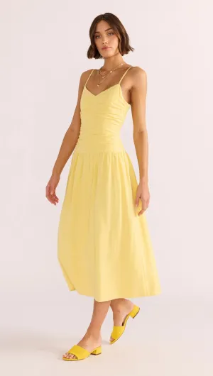 Minkpink - Ophelia Rouched Midi Dress in Lemon