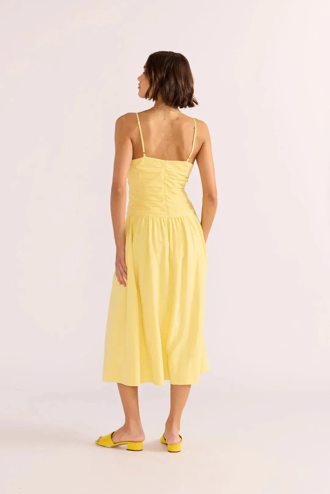 MINKPINK - Ophelia Ruched Midi Dress - Lemon