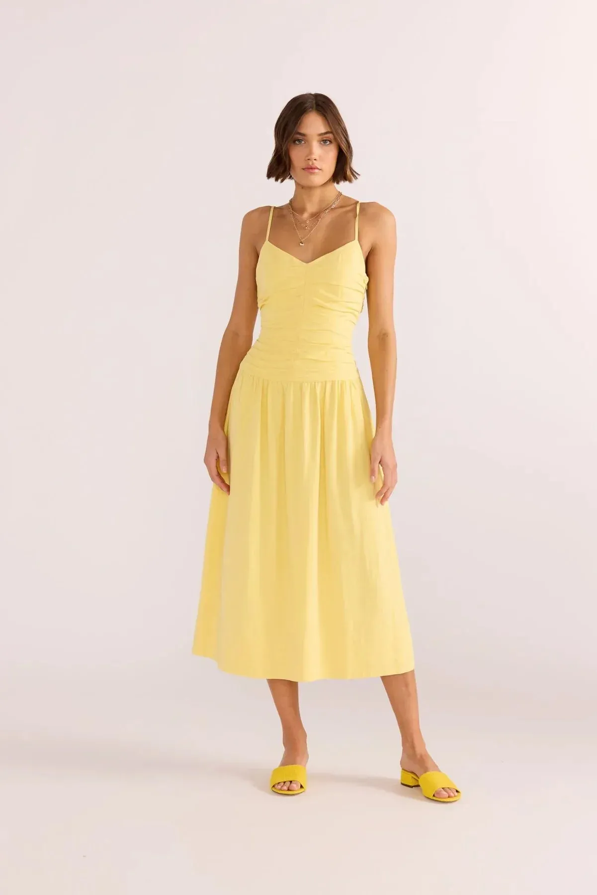 MINKPINK - Ophelia Ruched Midi Dress - Lemon