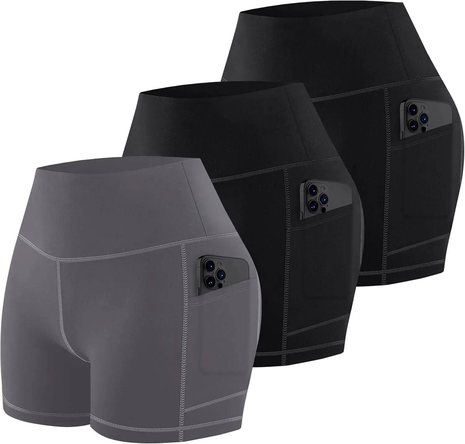 MIRITY High Waist Workout Biker Shorts with Pockets for Women - Buttery Soft Workout Yoga Shorts Pack of 1