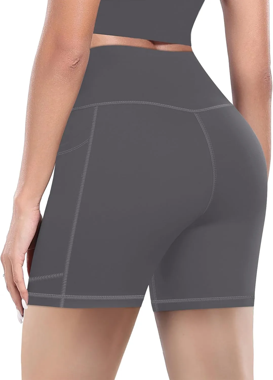 MIRITY High Waist Workout Biker Shorts with Pockets for Women - Buttery Soft Workout Yoga Shorts Pack of 1