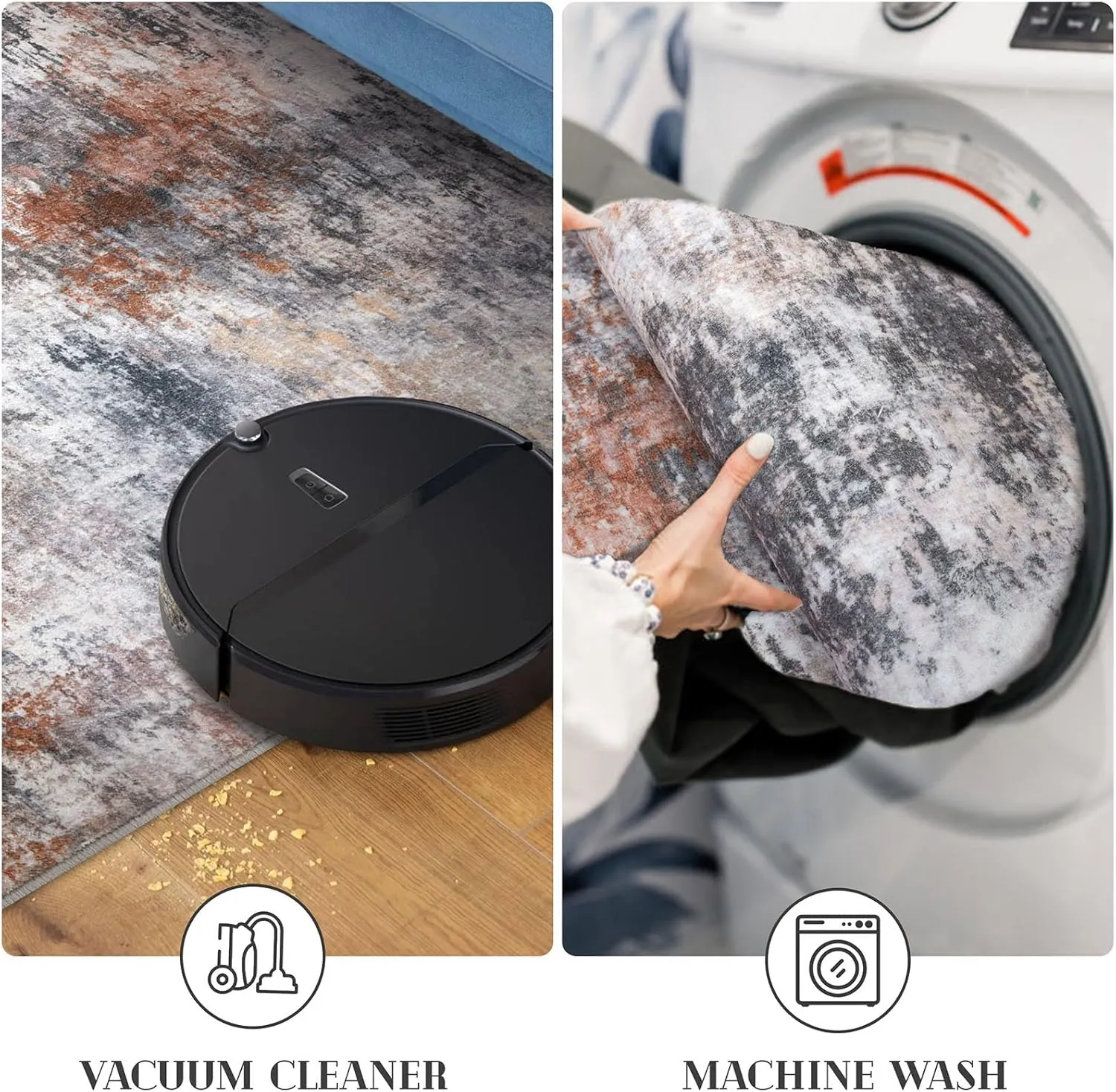 Modern Abstract Runner Rug 2x5, Grey Orange Multi Colorful Washable Kitchen Entryway Mat Non-Slip Soft Hallway Thin Print Faux Wool Carpet for Bedroom Laundry Room Indoor