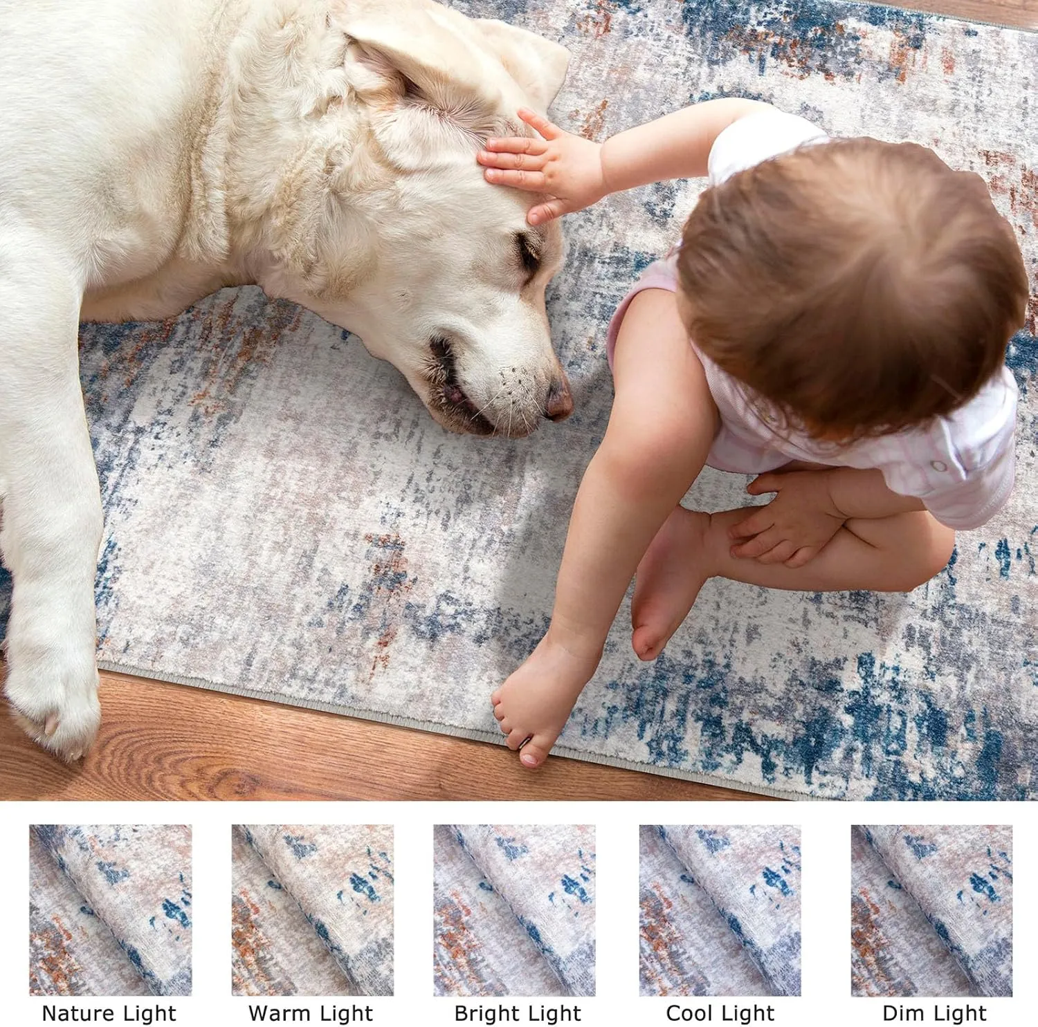 Modern Abstract Runner Rug 2x5, Grey Orange Multi Colorful Washable Kitchen Entryway Mat Non-Slip Soft Hallway Thin Print Faux Wool Carpet for Bedroom Laundry Room Indoor