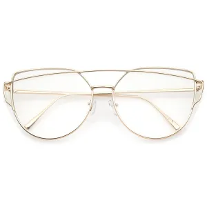 Modern Oversize Laser Cut Clear Lens Glasses A939