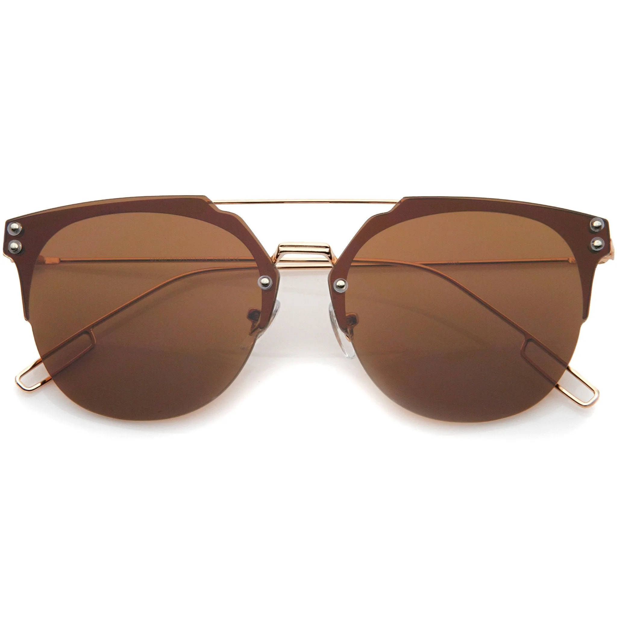 Modern Ultra Slim Rimless Pantos Flat Lens Sunglasses A393