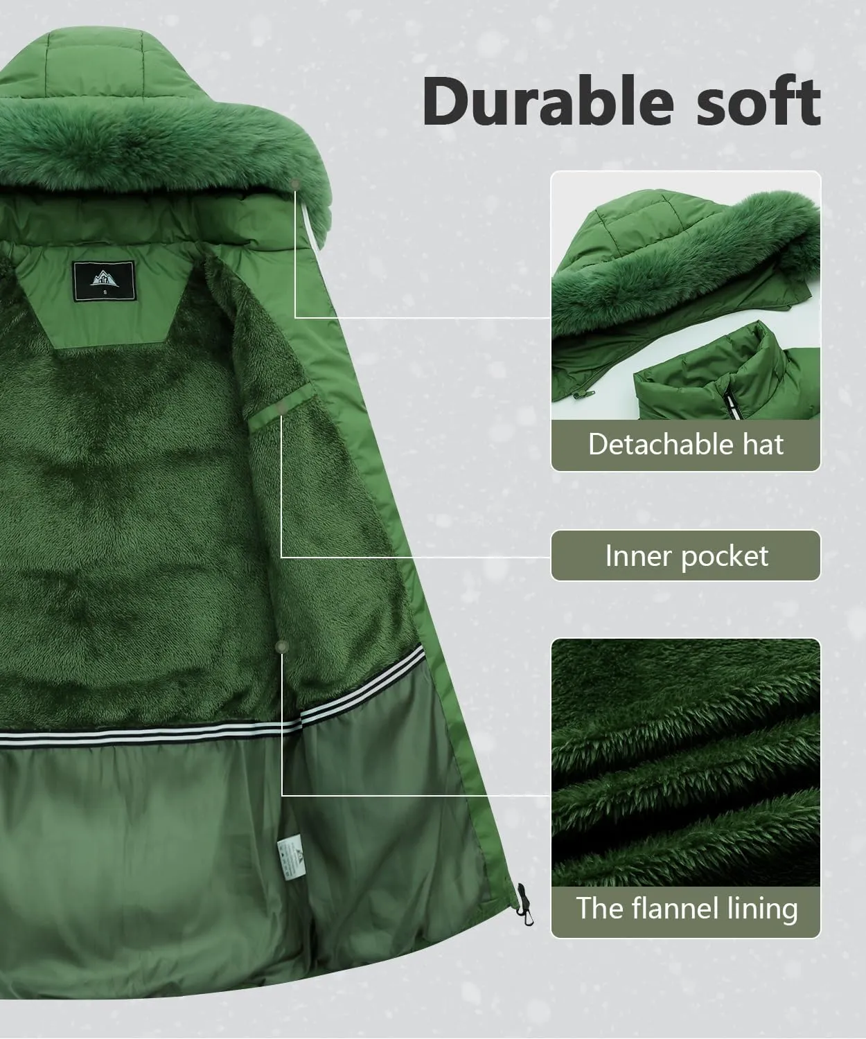 MOERDENG Women's Winter Windproof Warm Down Coats Waterproof Thicken Hooded fashions Puffer Jacket