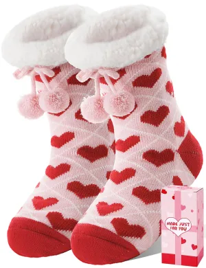 MOGGEI Valentines Day Gifts for Her Womens Slipper Fuzzy Grips Socks Warm Fluffy Winter Thick Thermal Cozy Plush Socks.