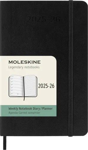 Moleskine Classic 18 Month 2025-2026 Weekly Planner, Soft Cover, Pocket (3.5" x 5.5"), Black, 208 pages