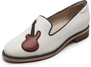 Mona flying Women's Leather Penny Loafers Slip On Flats Office Ladies Casual Shoes