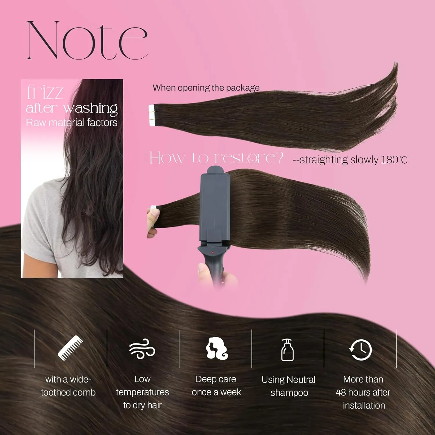 Moresoo Tape in Extensions Brown Human Hair Extensions Adhesive Tape in Human Hair Extensions Dark Brown Glue in Real Human Hair #4 20pcs 50g 20 Inch
