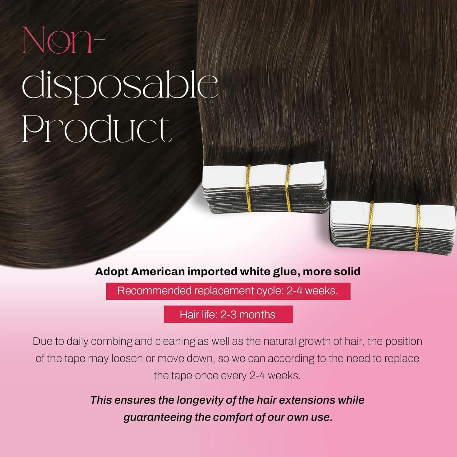 Moresoo Tape in Extensions Brown Human Hair Extensions Adhesive Tape in Human Hair Extensions Dark Brown Glue in Real Human Hair #4 20pcs 50g 20 Inch