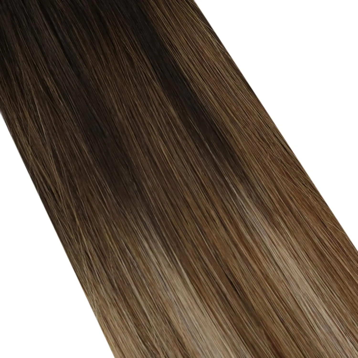 Moresoo Tape in Hair Extensions Human Hair Balayage Dark Brown to Brown Mix with Blonde Tape in Seamless Hair Extensions Human Hair Ombre Hair Extensions Tape in 18 Inch #4/10/16 20pcs 50g