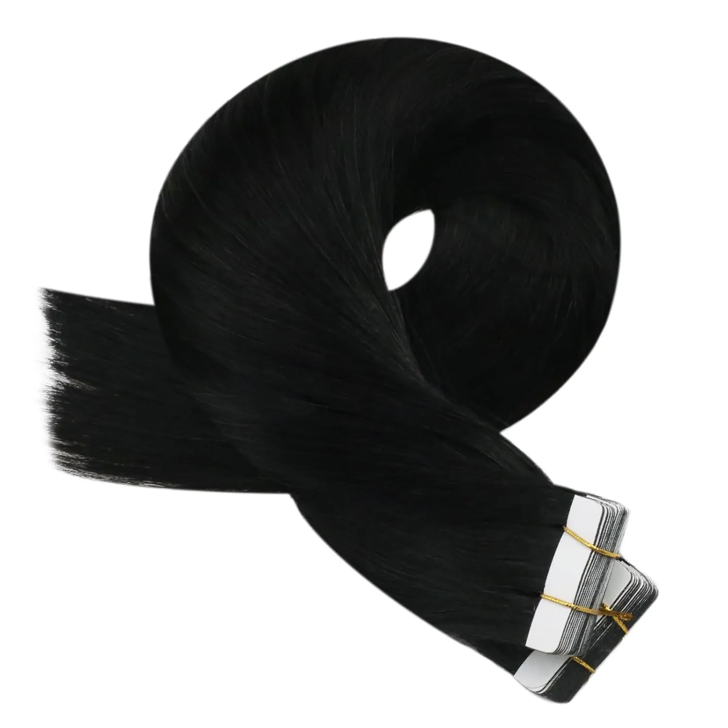Moresoo Tape in Hair Extensions Human Hair Jet Black Real Hair Tape in Extensions Human Hair Tape in Seamless Hair Extensions Real Human Hair 20 Inch #1 20pcs 50g