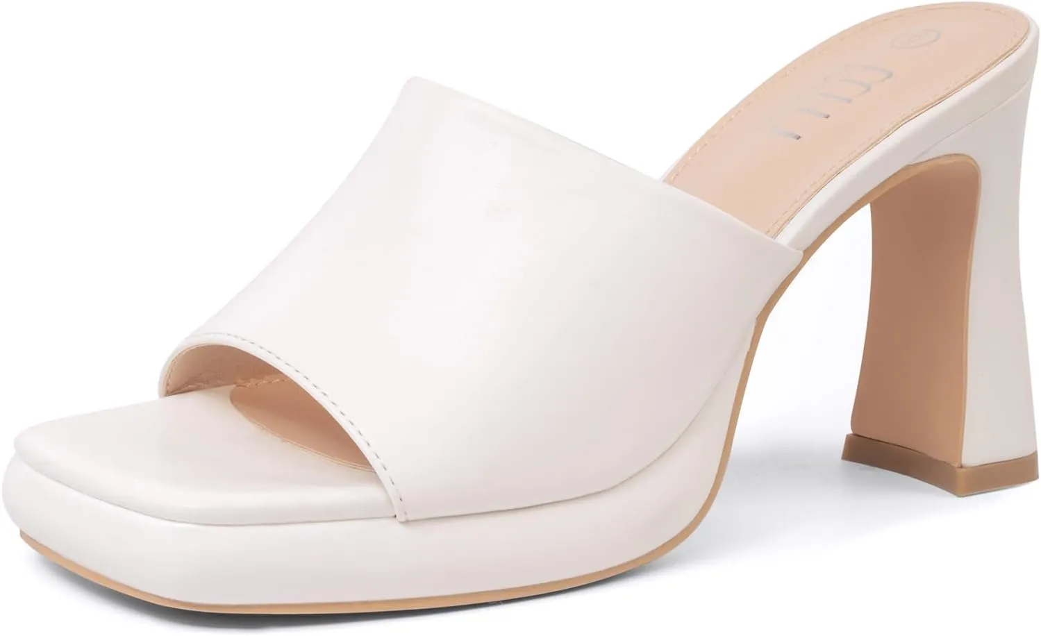 MUSSHOE High Platform Sandals for Women Square Toe Chunky Heel Block Heeled Sandals Slip On Open Toe Comfortable Sandals
