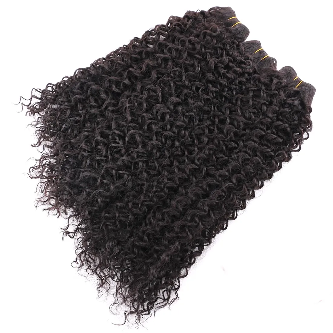 Natural Black Afro Kinky Curly Synthetic Hair Weave 3 Bundles 18 20 22 Inches 300 Gram Jerry Curly Weave Bundles Fiber Hair Extensions for Black Women