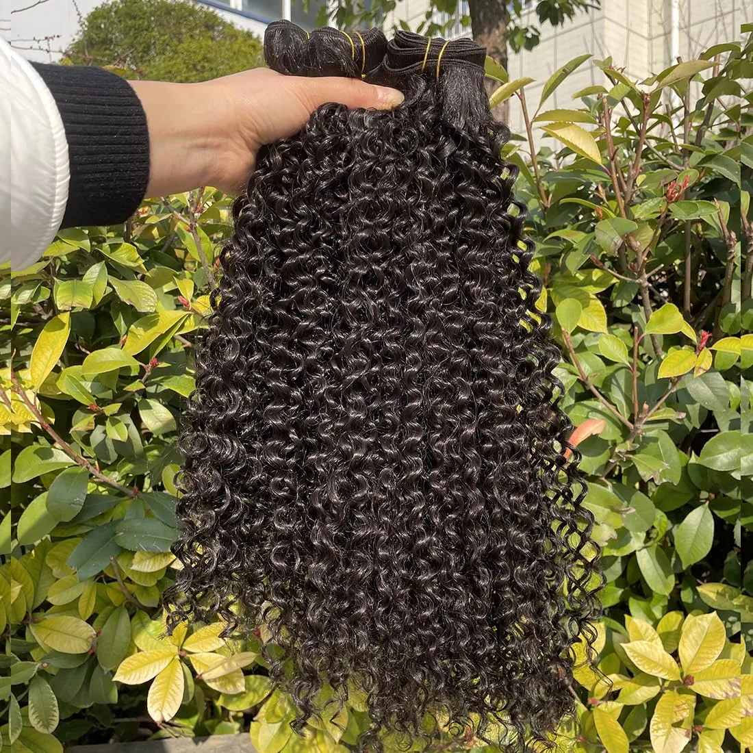 Natural Black Afro Kinky Curly Synthetic Hair Weave 3 Bundles 18 20 22 Inches 300 Gram Jerry Curly Weave Bundles Fiber Hair Extensions for Black Women