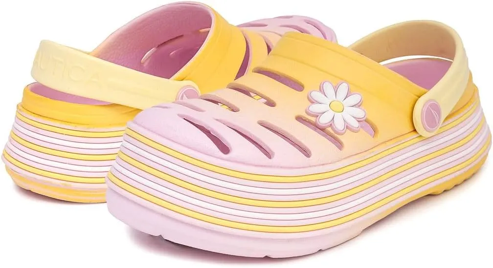Nautica Kid's Girls Clogs Slip On Platform Slides Garden Shoes Water Sandals Beach Slipper for Children Indoor Outdoor