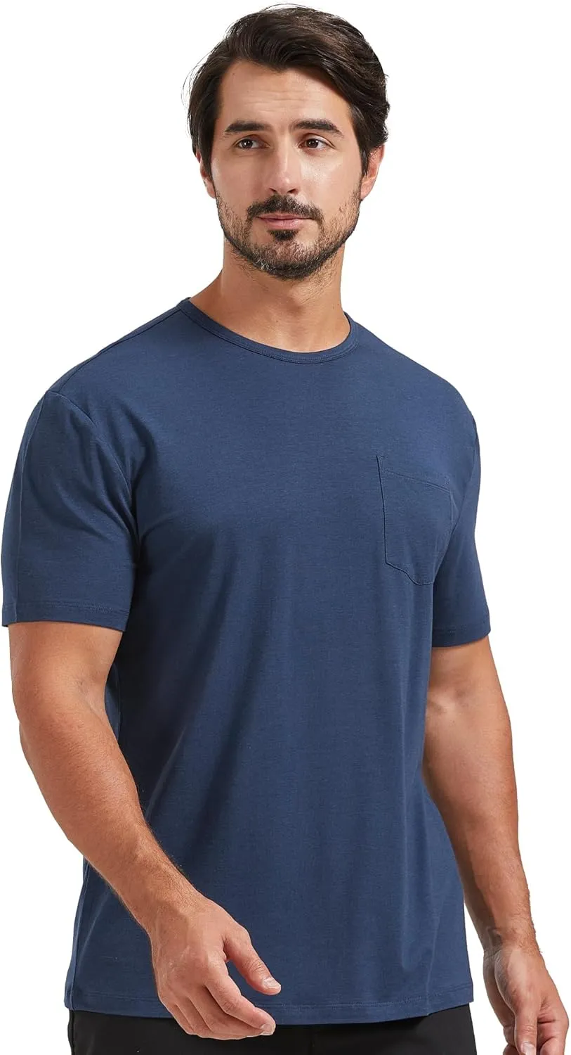 netdraw Men's Ultra Soft Bamboo Viscose Pocket T-Shirt Classic Fit Lightweight Cooling Short Sleeve Casual Basic Shirt
